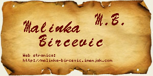 Malinka Birčević vizit kartica